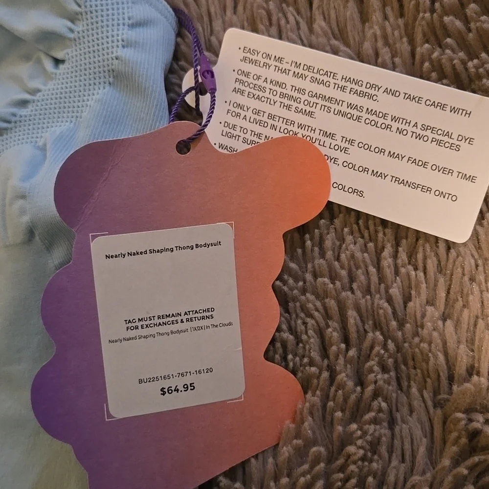 Yitty Light Blue Nearly Naked Shaping Thong Bodysuit 1X-2X - Picture 2 of 5